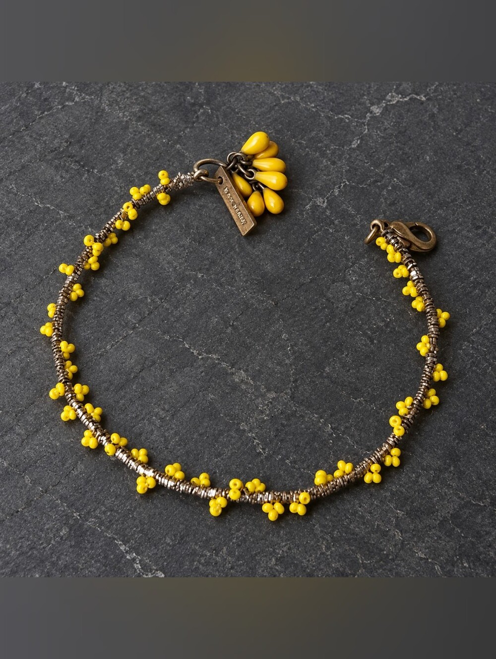 Isabel Marant Yellow Seed Beaded Charm Bracelet